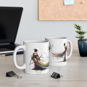 Elegant Artistry Ceramic Mug - Colorful Abstract Design, Unique Coffee Cup, Gift for Art Lovers, Tea Mug, Home Decor