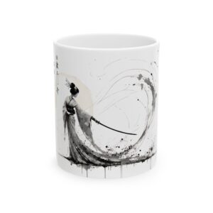 Artistic Samurai Ceramic Mug - Elegant Drinkware, Unique Gifts, Tea & Coffee Mug, Home Decor, Japanese Aesthetic