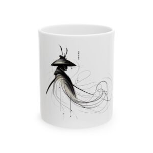 Artistic Ceramic Mug, Unique Coffee Cup, Samurai Warrior Inspired Art in a Mug